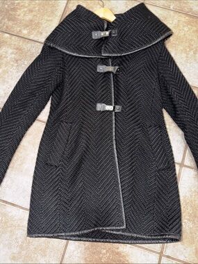 Vintage Black Women's Toggle-Front Wool Blend Coat
